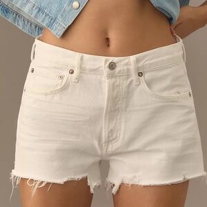 AGOLDE Parker Denim Fray Shorts, White, 26